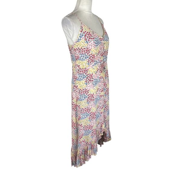 Rails Floral Hi-Lo Midi Dress in Flower Meadow V-Neck Rayon Crepe Size Small - Picture 5 of 10